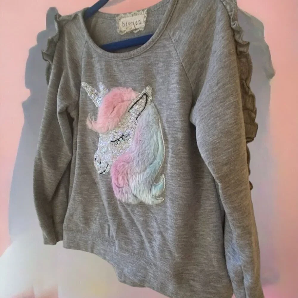 btween Unicorn Applique Sequin Sweatshirt